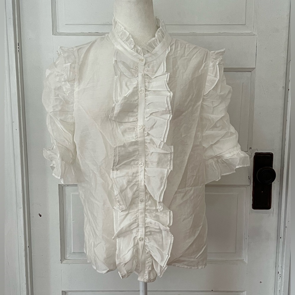 Sunday In Brooklyn | Short Sleeve Ruffle Blouse